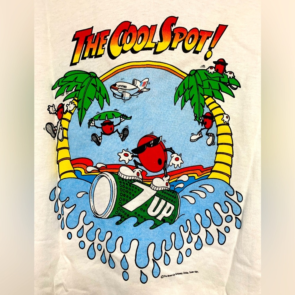 NWOT Vintage Deadstock 7-UP Cool Spot Single Stitch Shirt XL USA 1991​